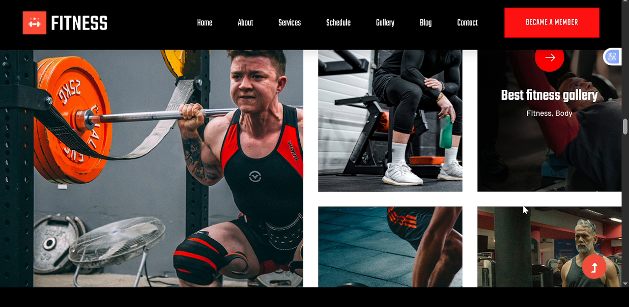Gym website gallery preview